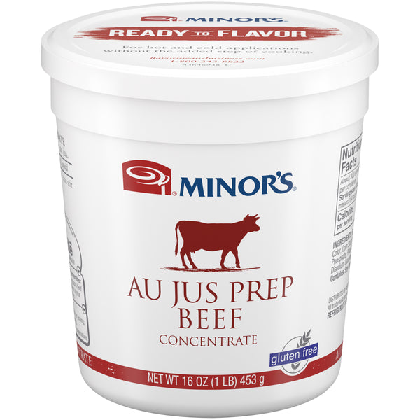 Minor's Au Jus Prep Beef Concentrate (No Added Msg) Gluten Free 1 Pound Each - 6 Per Case.