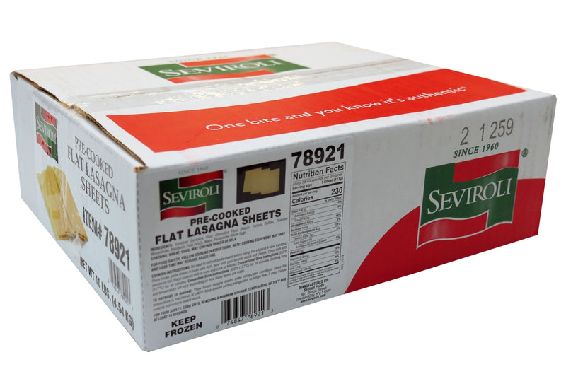 Seviroli Foods Pasta Flat Lasagna Sheet 10 Pound Each - 1 Per Case.