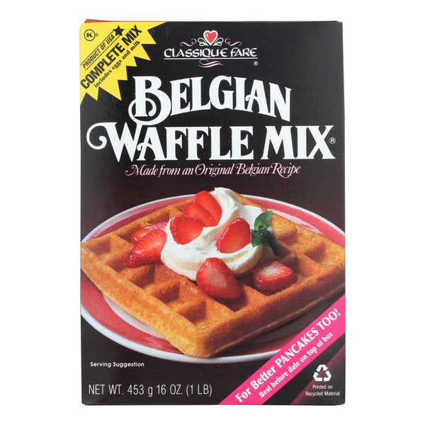 Classique Fare Belgian Waffle Mix - Case of 6 - 16 Ounce.