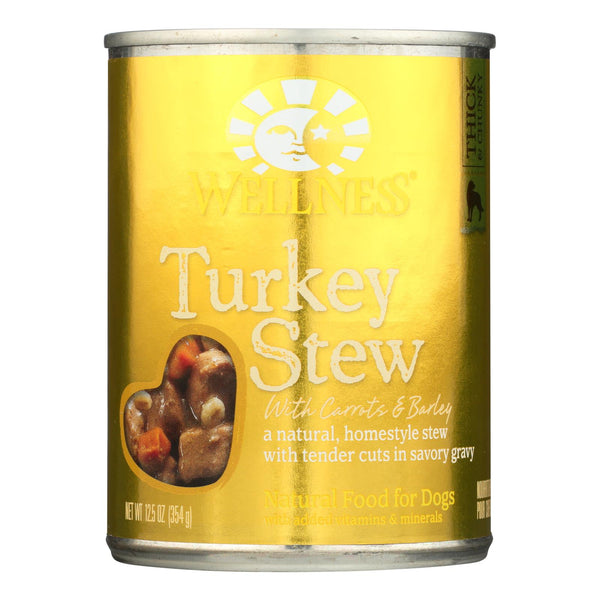 Wellness Pet Products Dog Food - Turkey with Barley and Carrots - Case of 12 - 12.5 Ounce.