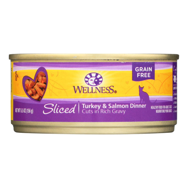 Wellness Pet Products - Cat Can Slced Trky&slmn - Case of 24-5.5 Ounce