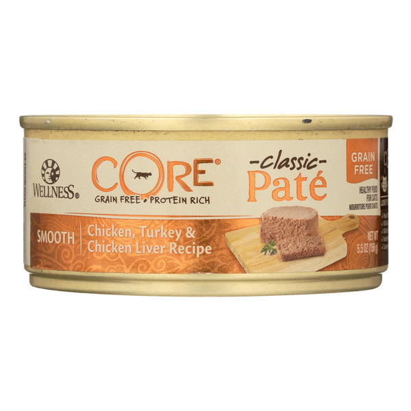 Wellness Pet Products Cat Food - Core Chicken - Turkey and Chicken Liver - Case of 24 - 5.5 Ounce.