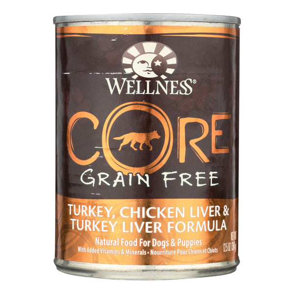 Wellness Pet Products Dog Food - Gain Free - Turkey and Chicken with Liver - Case of 12 - 12.5 Ounce.