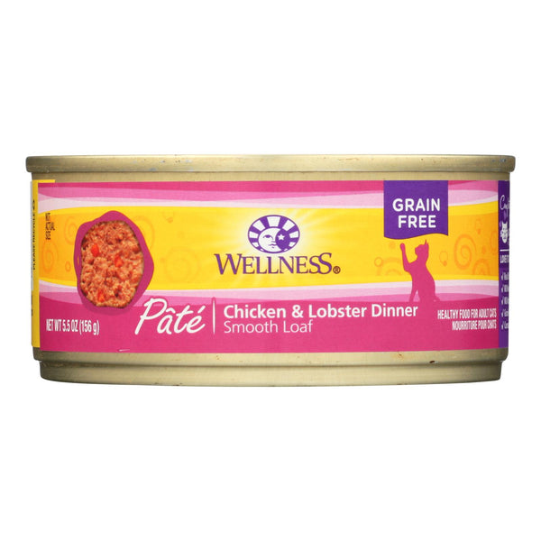 Wellness Pet Products Cat Food - Chicken and Lobster - Case of 24 - 5.5 Ounce.