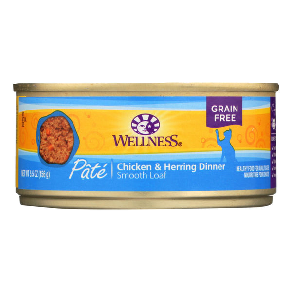 Wellness Pet Products Cat Food - Chicken and Herring - Case of 24 - 5.5 Ounce.