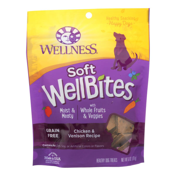 Wellness Soft Wellbites Chicken & Venison Recipe Natural Dog Treats  - Case of 8 - 6 Ounce