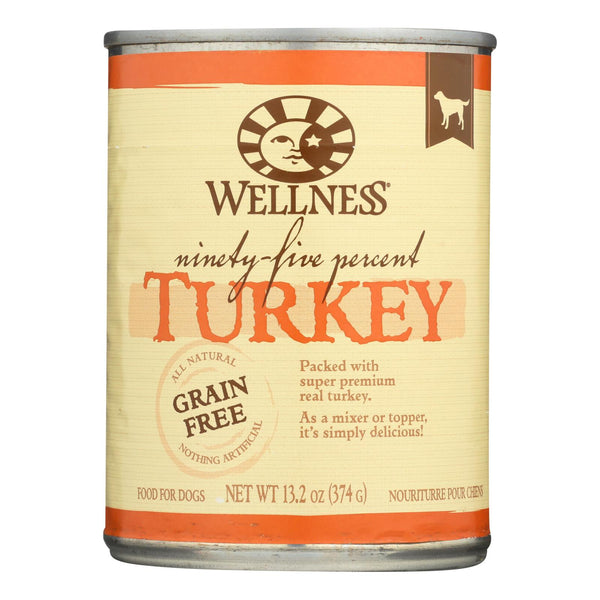 Wellness Pet Products Canned Dog Food -95% Turkey - Case of 12 - 13.2 Ounce