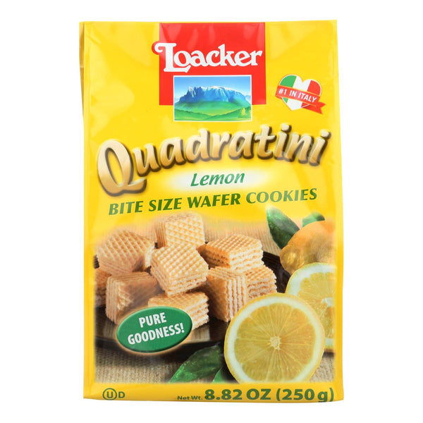Loacker, Quadratini Lemon Bite Size Wafer Cookies - Case of 6 - 8.82 Ounce