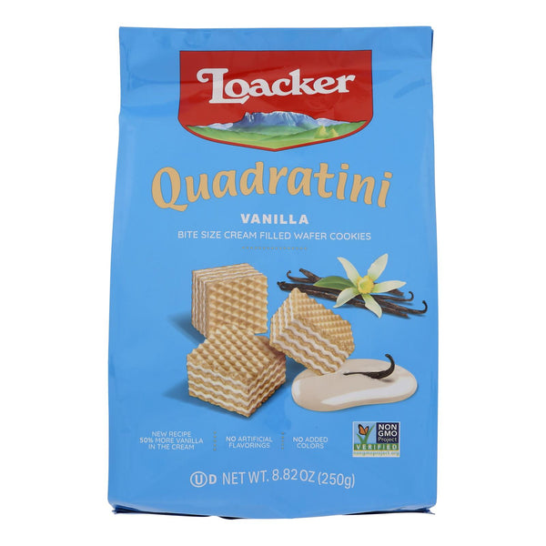 Loacker Quadratini Vanilla Wafer Cookies  - Case of 6 - 8.82 Ounce
