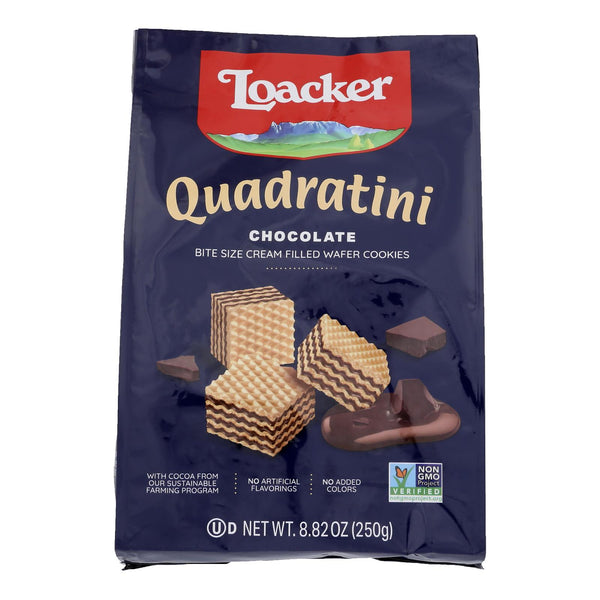 Loacker Quadratini Bite Size Chocolate Wafer Cookies  - Case of 6 - 8.82 Ounce