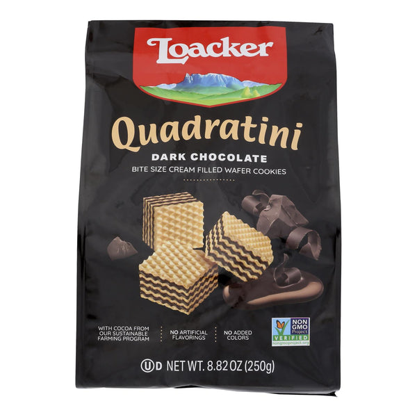 Loacker Quadratini Dark Chocolate Wafer Cookies  - Case of 6 - 8.82 Ounce