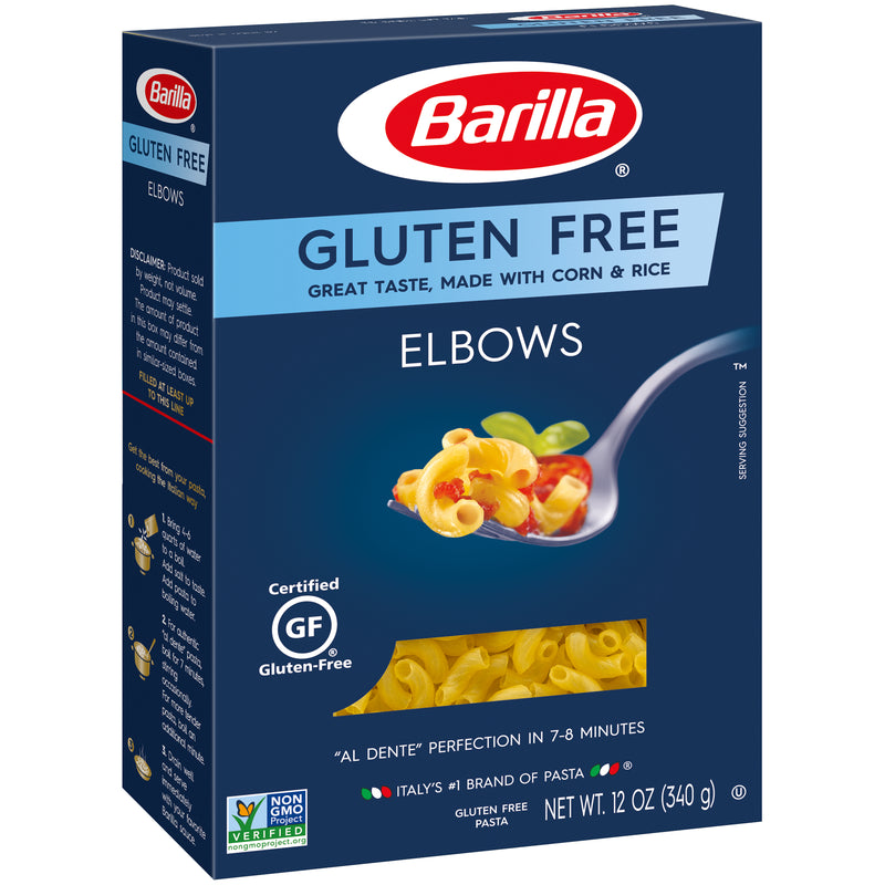 Elbows Gluten Free Barilla USA 12 Ounce Size - 8 Per Case.