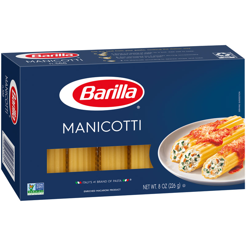 Manicotti Barilla USA 8 Ounce Size - 12 Per Case.