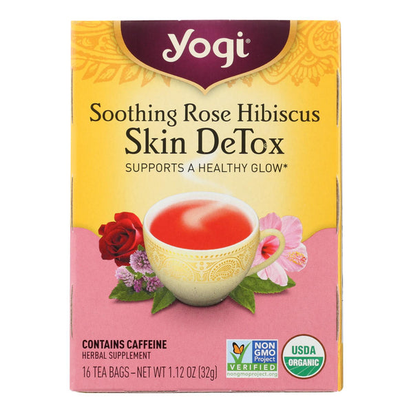 Yogi Tea - Organic - Soothing Rose Hibiscus Skin Detox - Case of 6 - 16 BAG