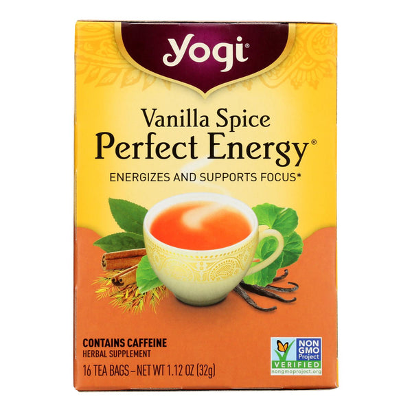 Yogi Perfect Energy Herbal Tea Vanilla Spice - 16 Tea Bags - Case of 6