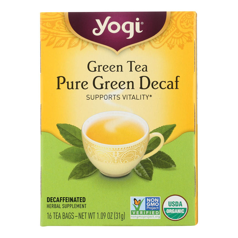 Yogi Organic Green Tea Caffeine Free - 16 Tea Bags - Case of 6