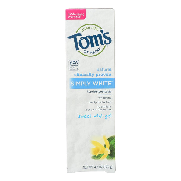Tom's of Maine Toothpaste - Simply White - Gel - Sweet Mint - 4.7 Ounce - Case of 6