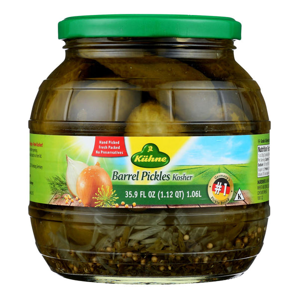 Kuhne Barrel Pickles - Case of 6 - 34.2 Ounce.