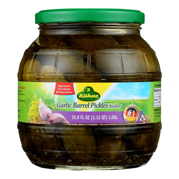 Kuhne Pickle - Barrel - Garlic - Case of 6 - 34.2 fl Ounce