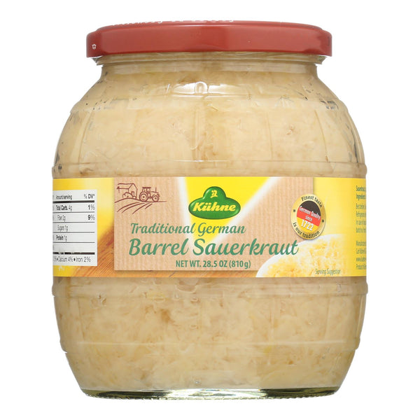 Kuhne Barrel Sauerkraut - Case of 6 - 28.5 Ounce.