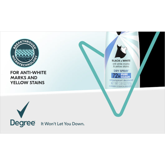 Degree Anti Perspirant Aerosol Black White Pure Clean 3.8 Ounce Size - 12 Per Case.