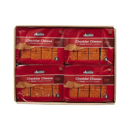 Austin Cheddar Cheese On Cheese Sandwich Crackers 1.38 Ounce Size - 96 Per Case.