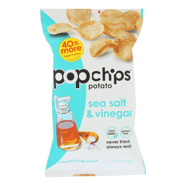 Popchips Potato Chip - Sea Salt - Vinegar - Case of 12 - 5 Ounce