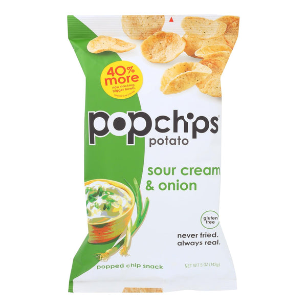 Popchips Potato Chip - Sour Cream - Onion - Case of 12 - 5 Ounce