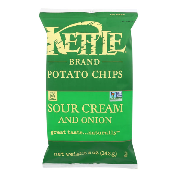 Kettle Brand Potato Chips - Sour Cream and Onion - Case of 15 - 5 Ounce.