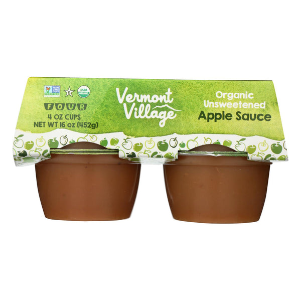 Vermont Village Organic Applesauce - Unsweetened - Case of 12 - 4 Ounce.