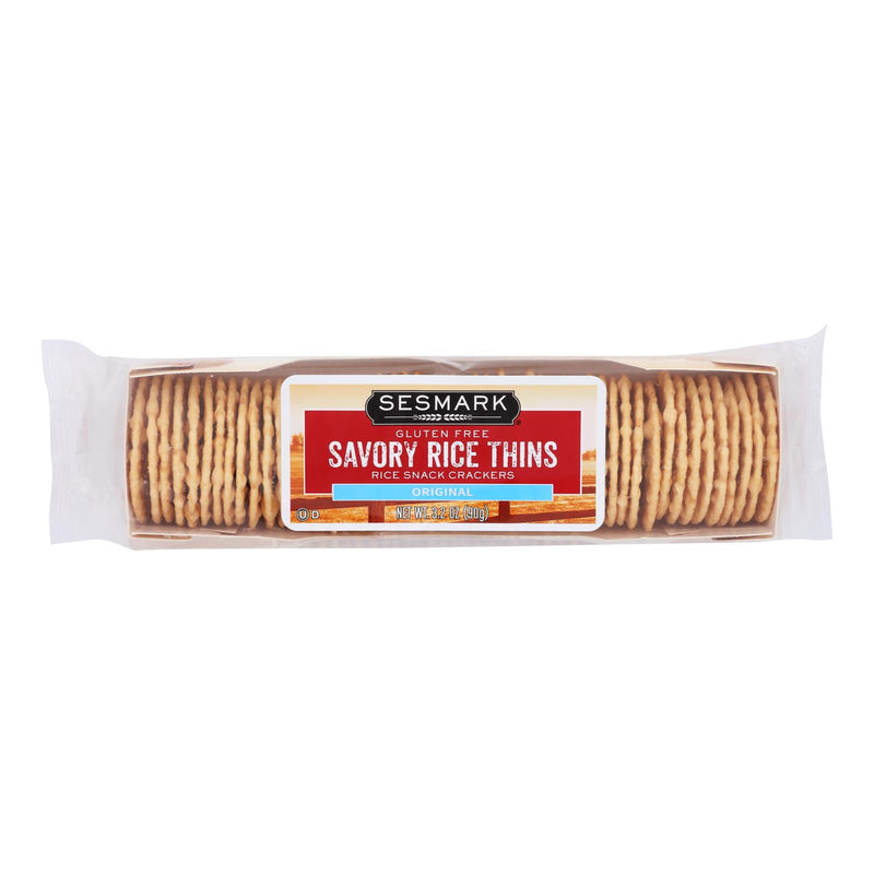 Sesmark Foods Savory Rice Thins - Original - Case of 12 - 3.2 Ounce.