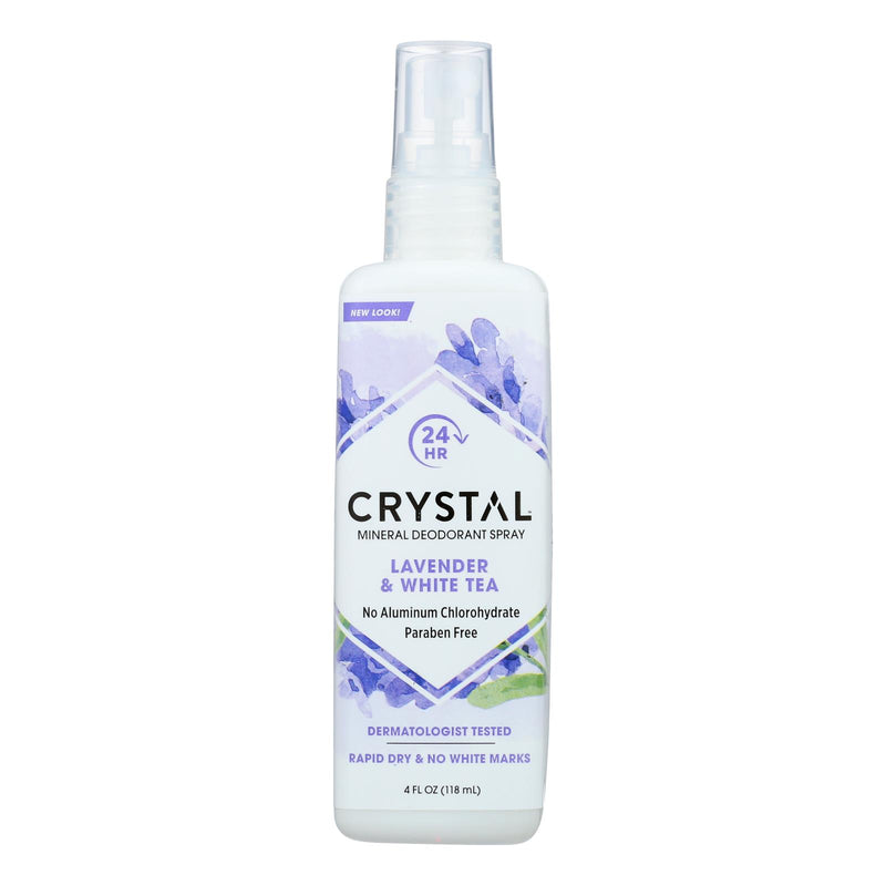 Crystal Essence Mineral Deodorant Body Spray Lavender And White Tea - 4 fl Ounce