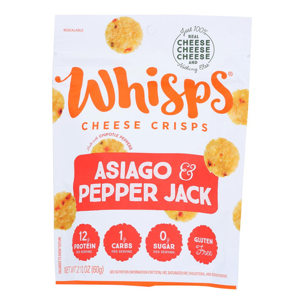Cello - Whisps - Asiago and Pepper Jack Cheese Crisps - Case of 12 - 2.12 Ounce.