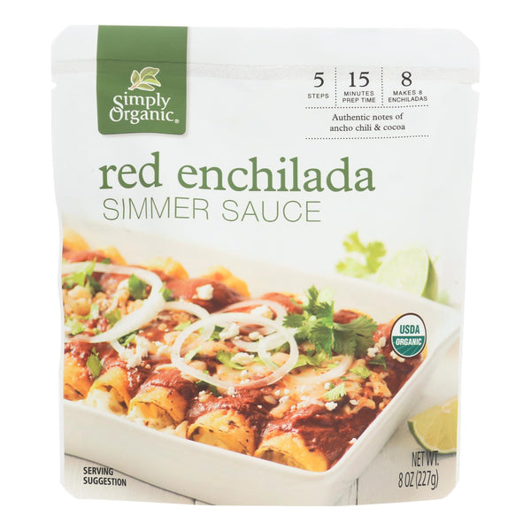 Simply Organic Simmer Sauce - Organic - Red Enchilada - Case of 6 - 8 Ounce