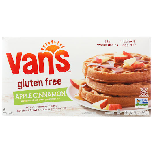 Van's Waffle Gluten Free Apple Cinnamon 9 Ounce Size - 12 Per Case.