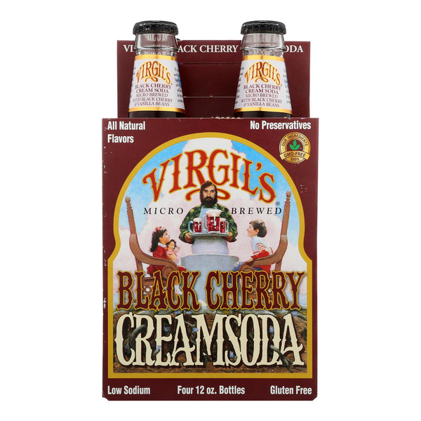 Virgil's Rootbeer Cream Soda - Black Cherry - Case of 6 - 12 Fl Ounce.