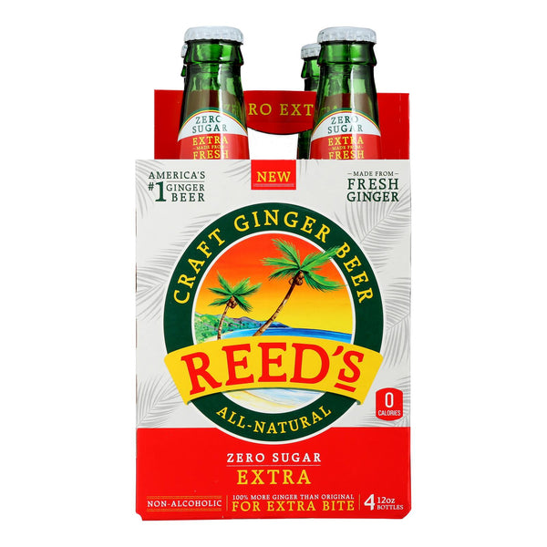 Reed's - Ginger Beer Extra 0 Sugar - Case of 6 - 4/12 Fluid Ounce