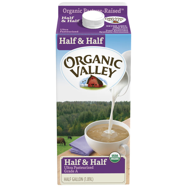 Milk Uht Half & Half Organic 0.5 Gallon - 6 Per Case.