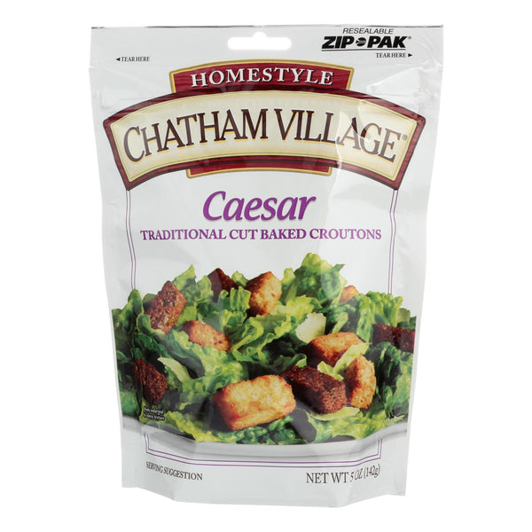 Chatham Village Traditional Cut Croutons - Caesar - Case of 12 - 5 Ounce.