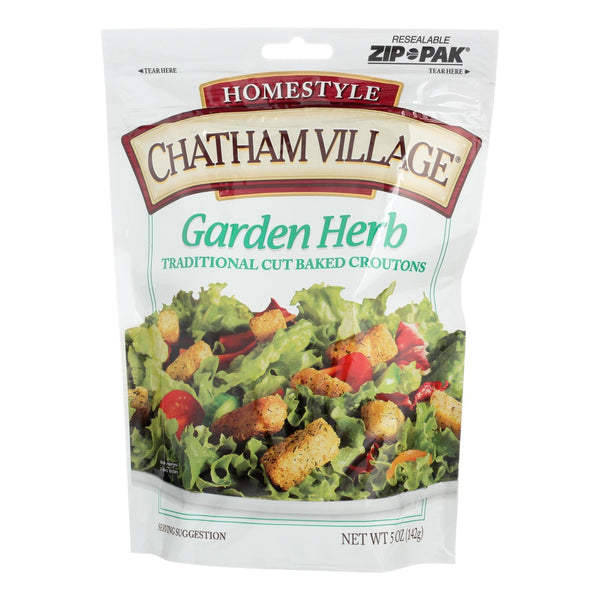 Chatham Village Traditional Cut Croutons - Garden Herb - Case of 12 - 5 Ounce.