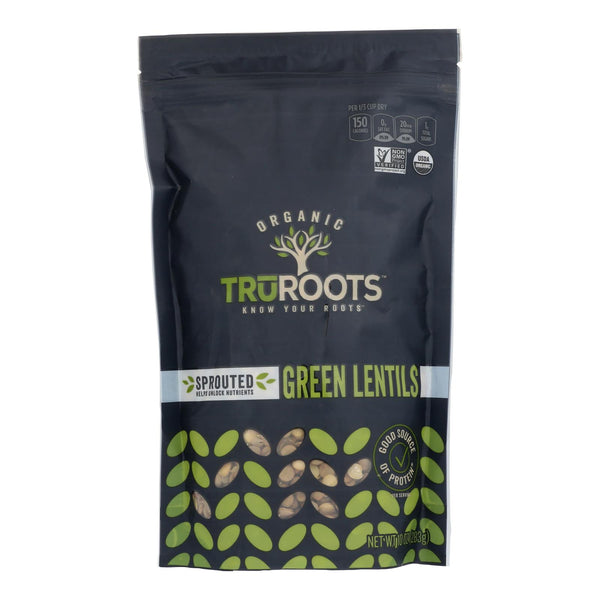 Truroots Organic Green Lentils - Sprouted - Case of 6 - 10 Ounce.