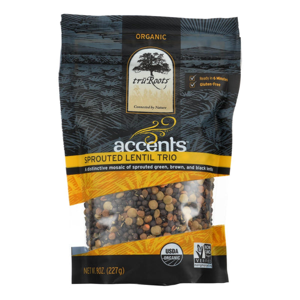 Truroots Organic Trio Lentils - Accents Sprouted - Case of 6 - 8 Ounce.