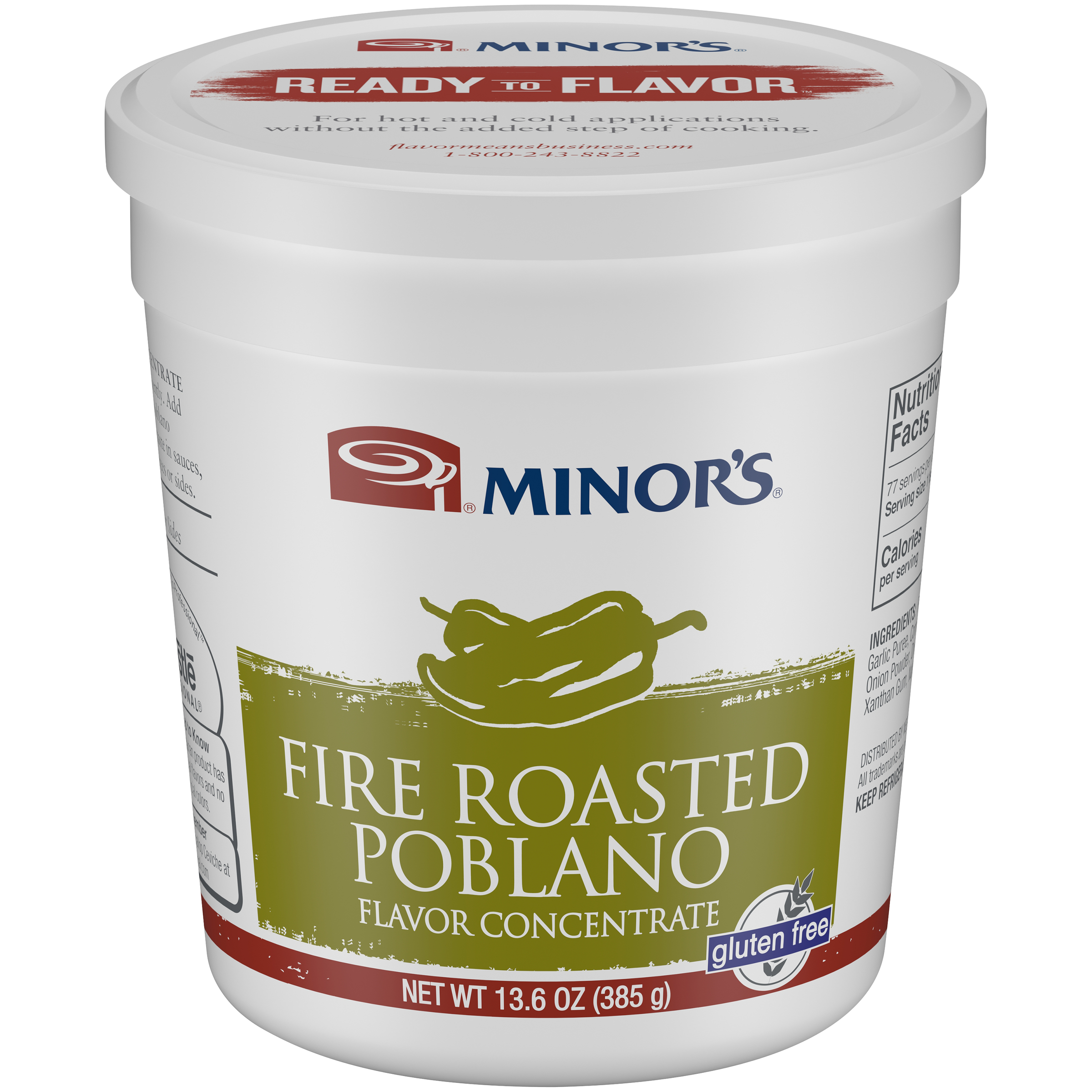 Minor's Fire Roasted Poblano Flavor Concentrate Gluten Free 13.6 Ounce Size - 6 Per Case.