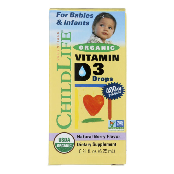 Childlife Organic Vitamin D3 Drops For Babies and Infants - Natural Berry Flavor - .338 Ounce