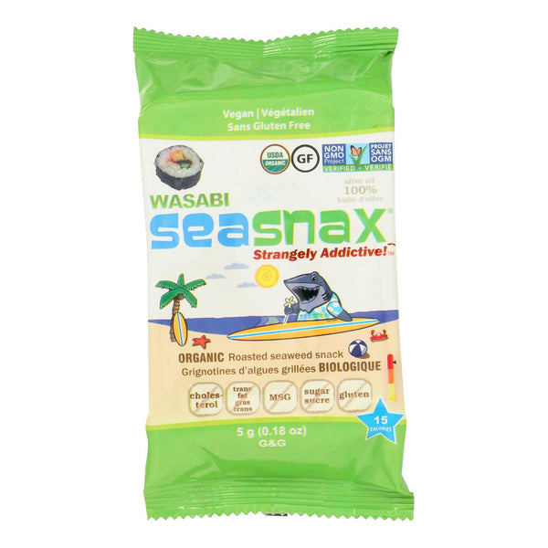 Seasnax Premium Roasted Seaweed Snacks - Wasabi - Case of 24 - 0.18 Ounce.