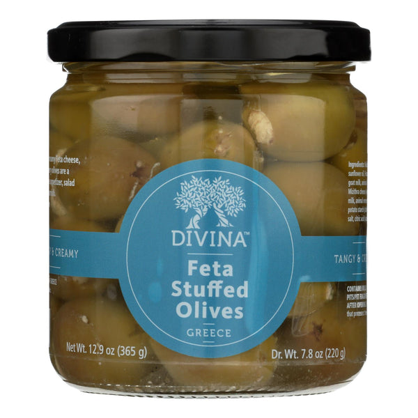 Divina - Olives Stuffed with Feta Cheese - Case of 6 - 7.8 Ounce.