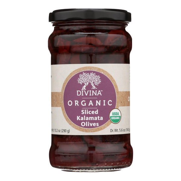Divina - Organic Olives - Kalamata Sliced - Case of 6 - 5.6 Ounce.