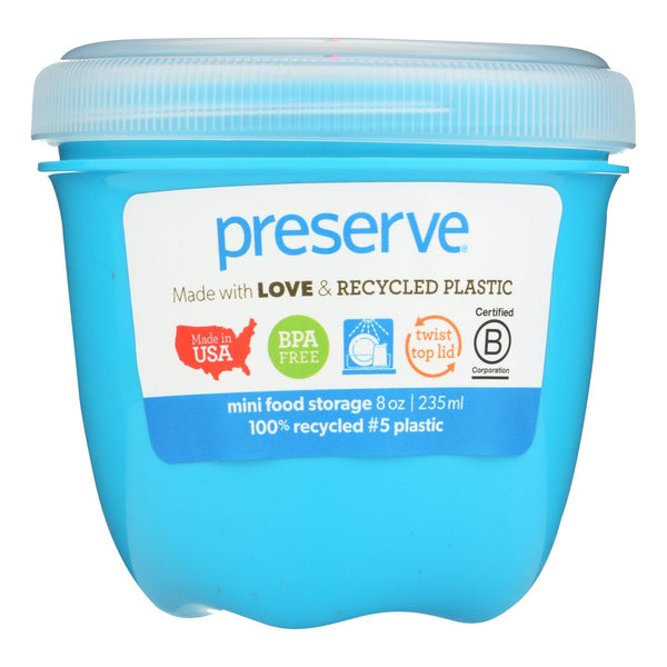 Preserve Food Storage Container - Round - Mini - .Aqua - 8 Ounce - 1 Count - Case of 12