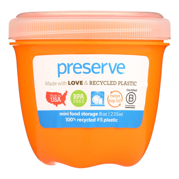 Preserve Food Storage Container - Round - Mini - Orange - 8 Ounce - 1 Count - Case of 12