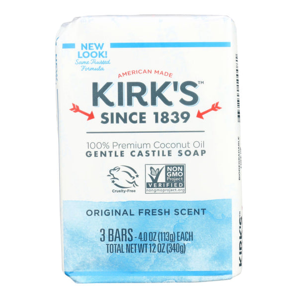 Kirk's Natural Castile Soap Original - 4 Ounce Each / Pack of 3